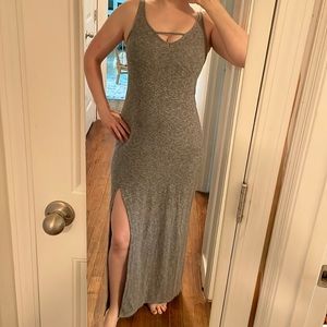 Cotton Blend Gray Marled Maxi dress